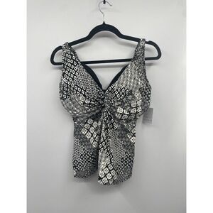 Sunsets Forever Tankini Top Women 34F Venice Seagrass Texture Beach Swimwear NWT